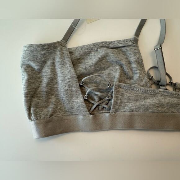 NWT Aerie Square Neck Side Lace-up Bralette Grey Size Small - Picture 3 of 6